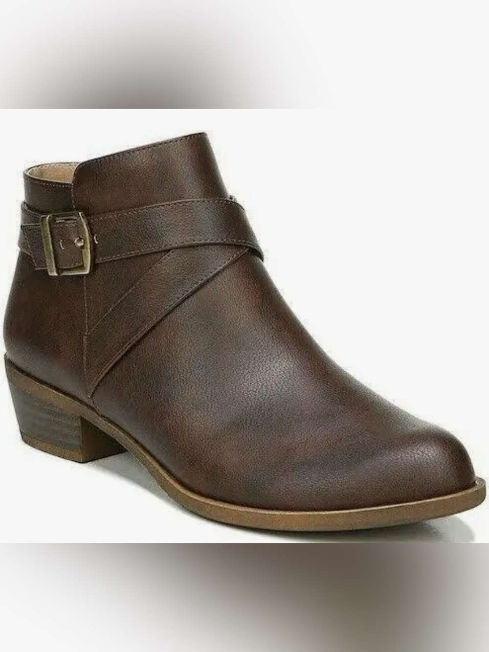 Life Stride Dark Brown Buckle Ankle Bootie